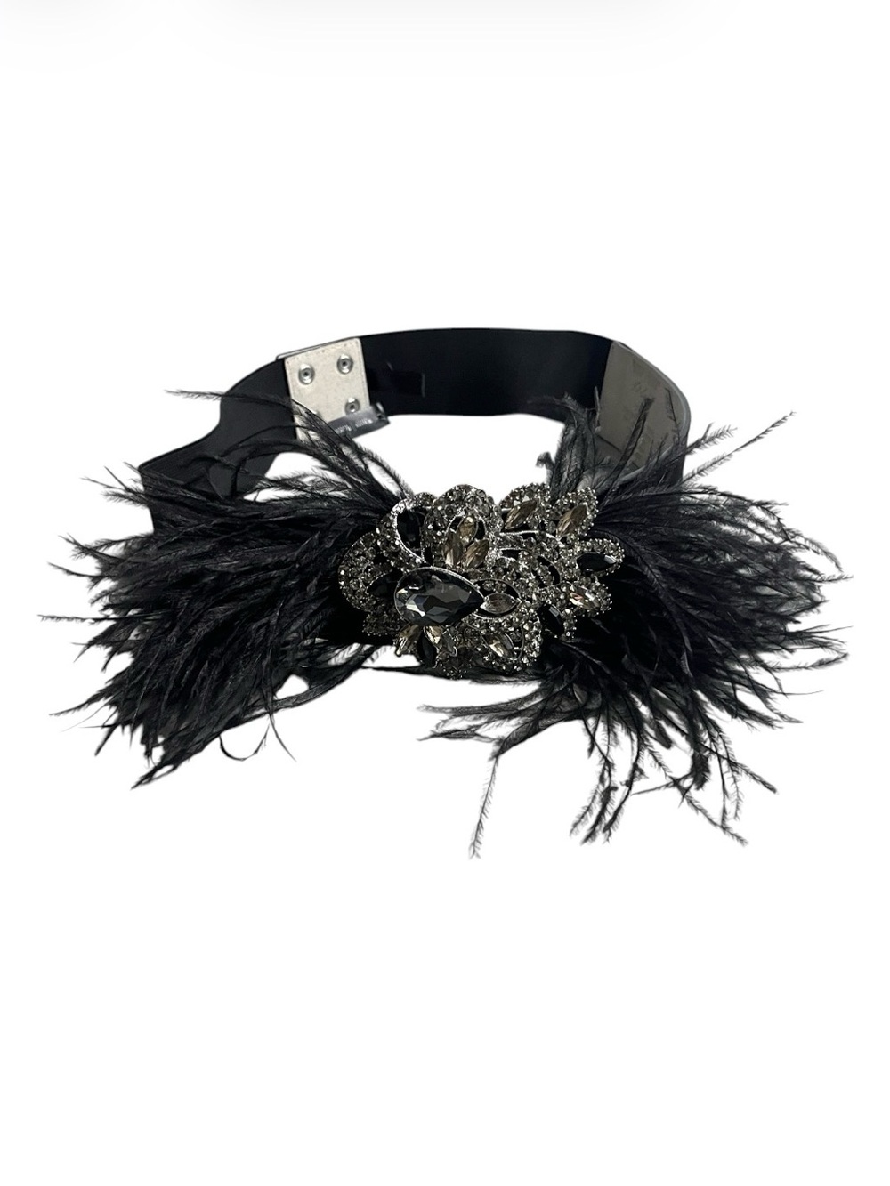 White House Black Market Feather & Crystal Statement Waist Belt – Size M | NWT